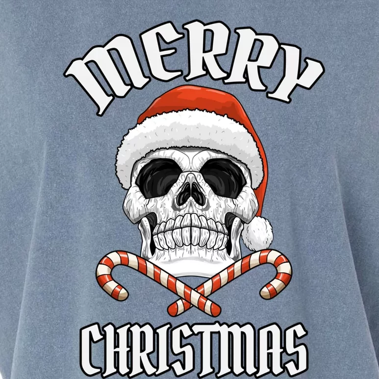 Skull Merry Christmas Gift Skeleton Funny Santa Rocker Gift Garment-Dyed Women's Muscle Tee