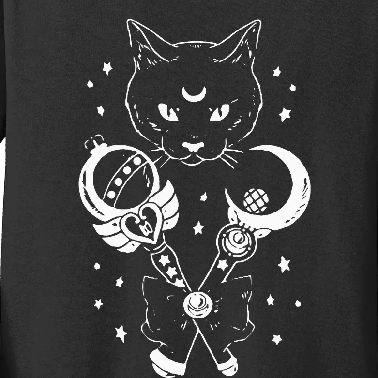 Sailor Meow Cute Moon Cat Space Magic Gothic Halloween Kids Long Sleeve Shirt