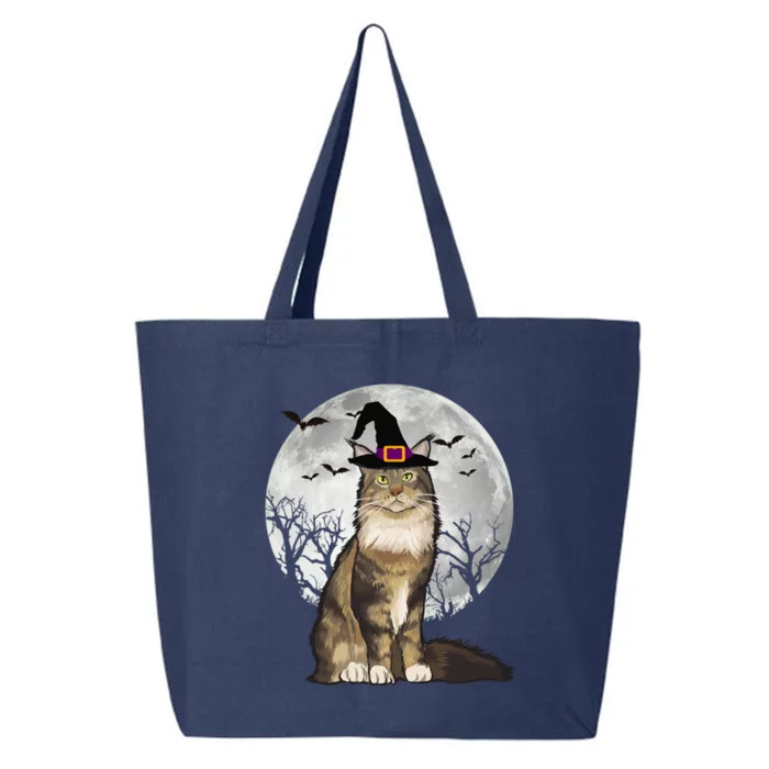 Scary Maine Coon Cat Witch Hat Halloween Gift 25L Jumbo Tote