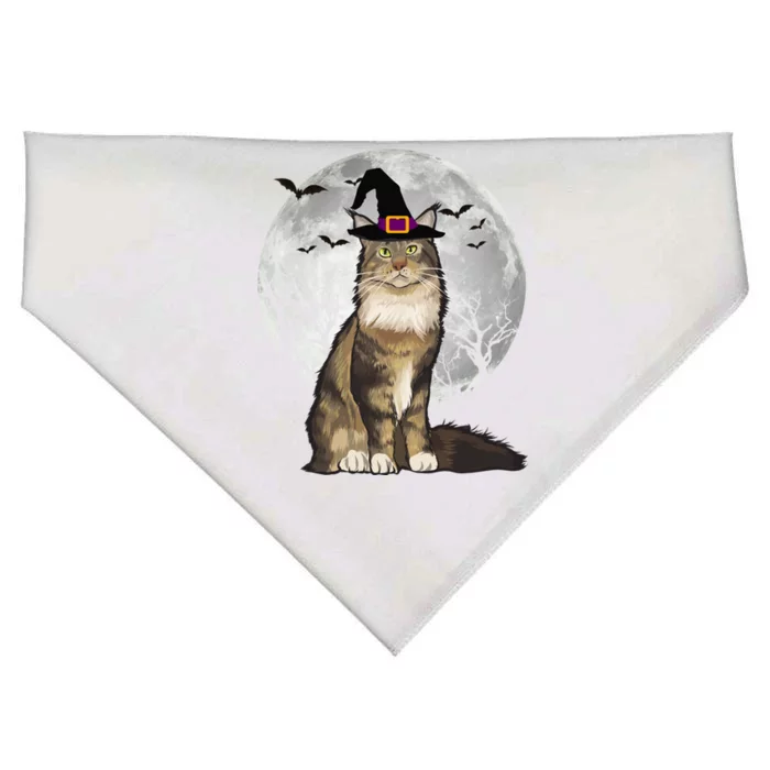 Scary Maine Coon Cat Witch Hat Halloween Gift USA-Made Doggie Bandana