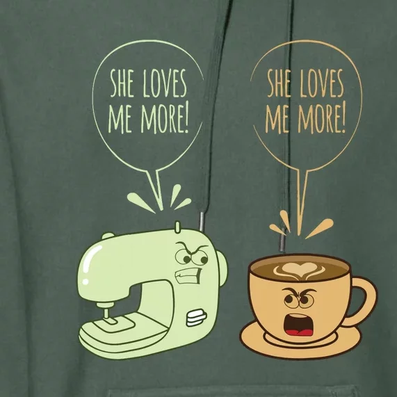 Sewing Machine Coffee Funny Sew Quilting Seamstress Sewer Premium Hoodie