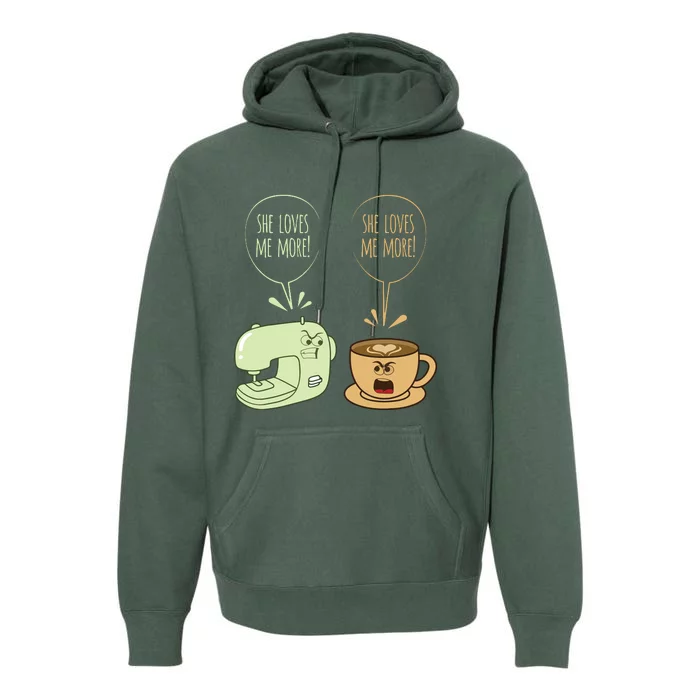 Sewing Machine Coffee Funny Sew Quilting Seamstress Sewer Premium Hoodie