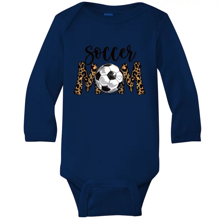 Soccer Mom Cute Mom Life Soccer Game Day Cheer Mom Leopard Baby Long Sleeve Bodysuit