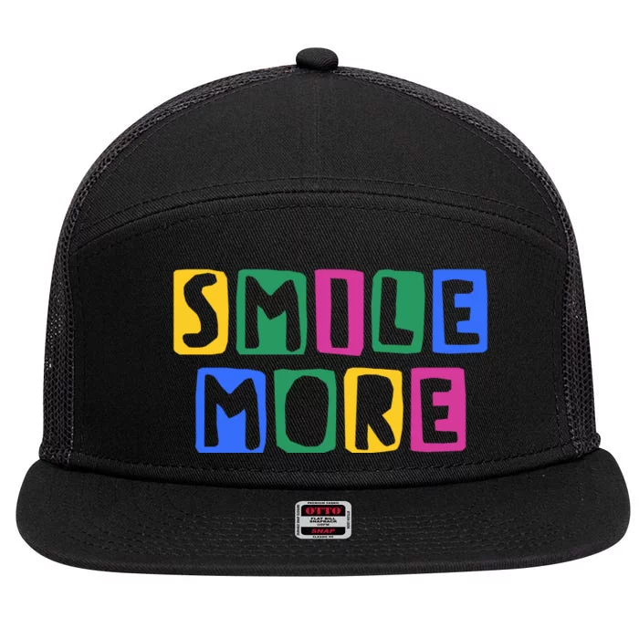 Smile More Colorful Inspiring 7 Panel Mesh Trucker Snapback Hat