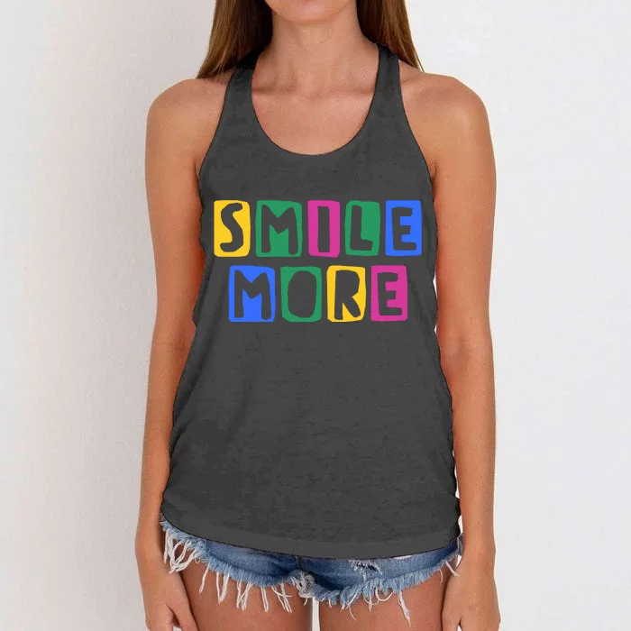 Smile More Colorful Inspiring Women's Knotted Racerback Tank