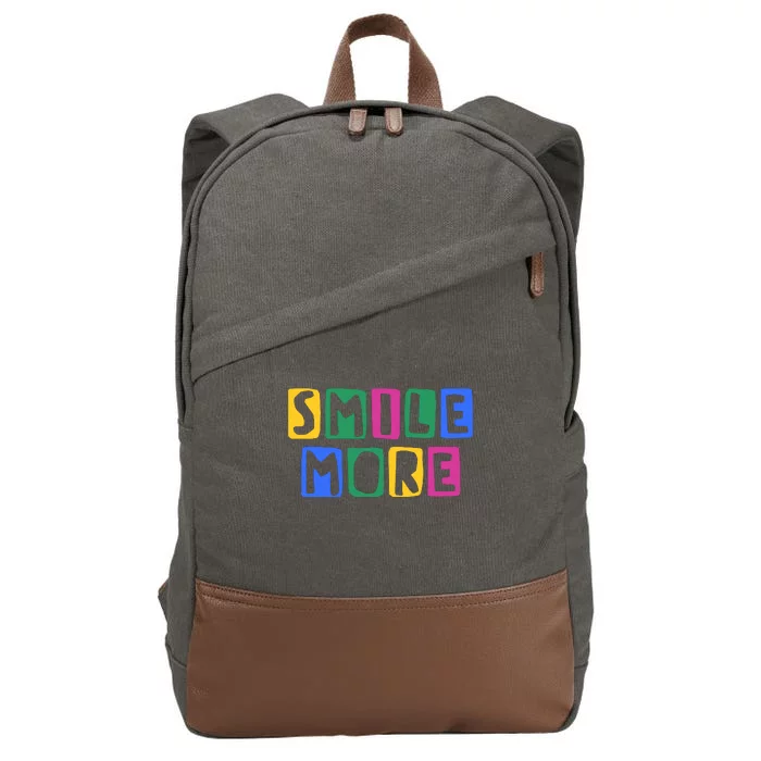 Smile More Colorful Inspiring Cotton Canvas Backpack