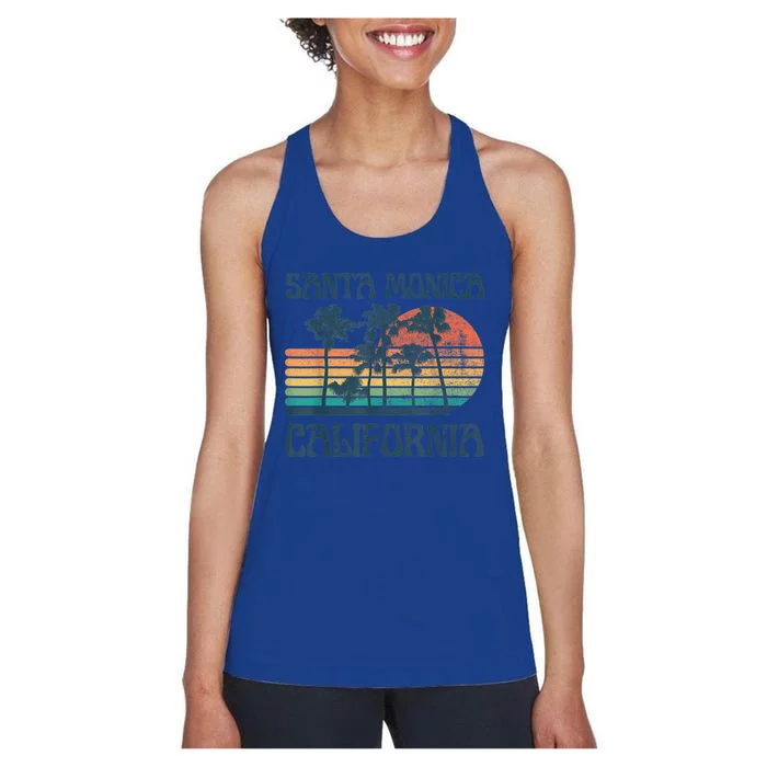 Santa Monica California Beach Summer Vacation Vintage Women's Racerback Tank