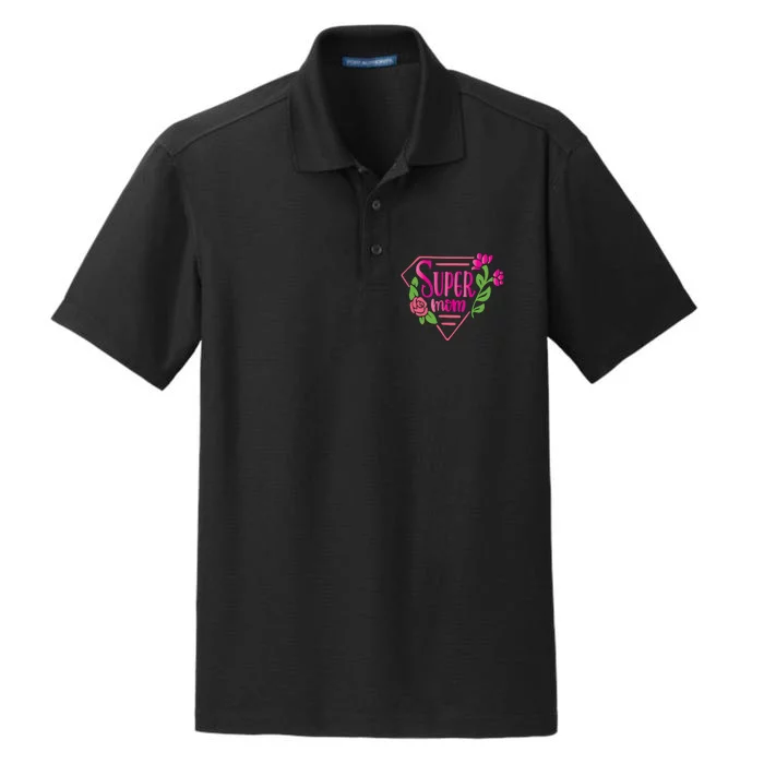 Super Mom Cute Gift Dry Zone Grid Performance Polo