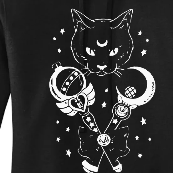 Sailor Meow Cute Moon Cat Space Magic Gothic Halloween Women's Pullover Hoodie