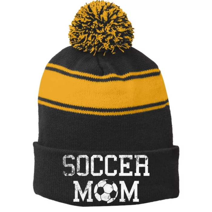 Soccer Mama Clothing Retro Vintage Soccer Mom Stripe Pom Pom Beanie