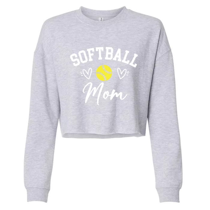 Softball Mom Cute Game Day Outfit Gift Cropped Pullover Crew