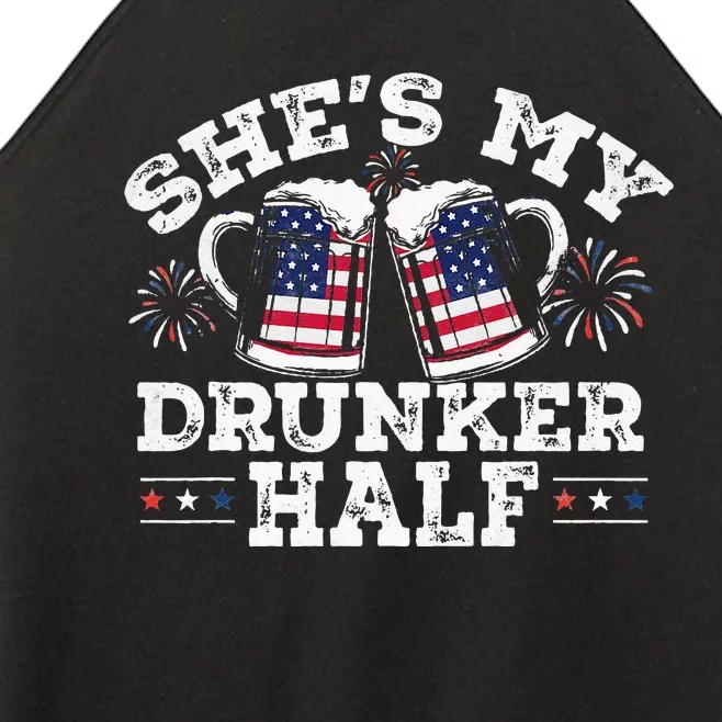 She's My Drunker Half Funny Beer Couple Matching 4th Of July Women’s Perfect Tri Rocker Tank