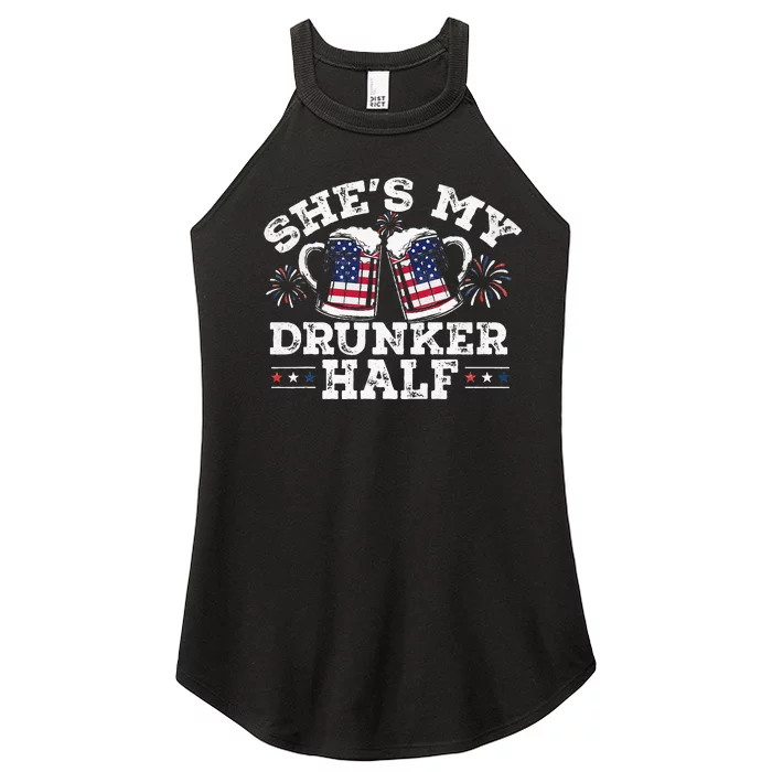 She's My Drunker Half Funny Beer Couple Matching 4th Of July Women’s Perfect Tri Rocker Tank