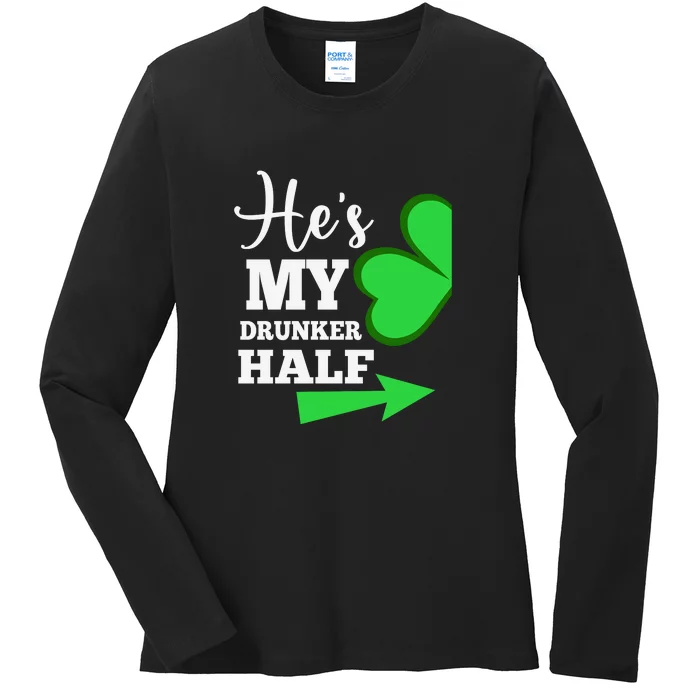 Shes My Drunker Half Couples St Patricks Day Irish Shamrock Ladies Long Sleeve Shirt