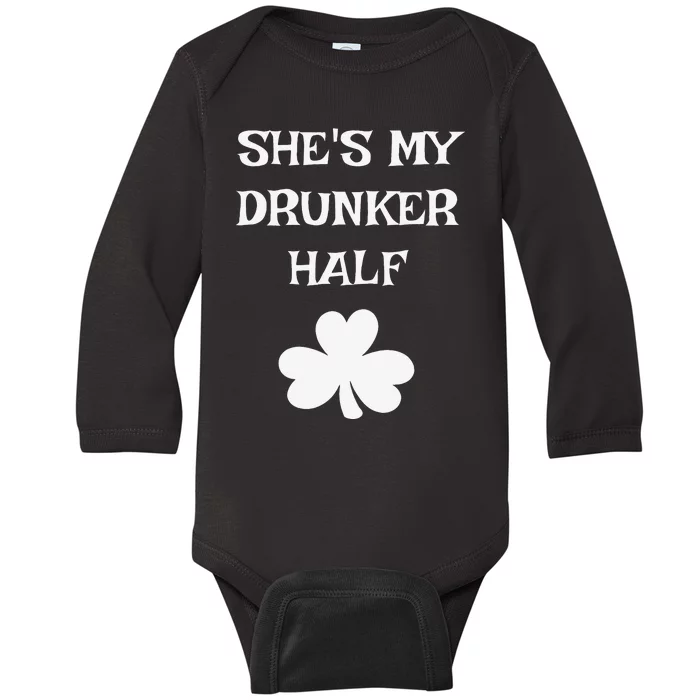 She's My Drunker Half Funny St. Saint Patrick's Day Baby Long Sleeve Bodysuit