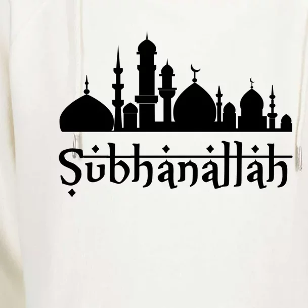 Subhanallah Mosque Design Islamic Ramadan Muslim Meaningful Gift Womens Funnel Neck Pullover Hood