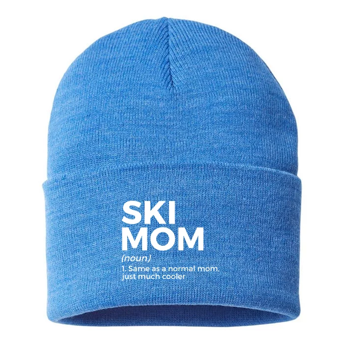 Ski Mom Definition Funny Skiing For Skiers Cute Gift Sustainable Knit Beanie