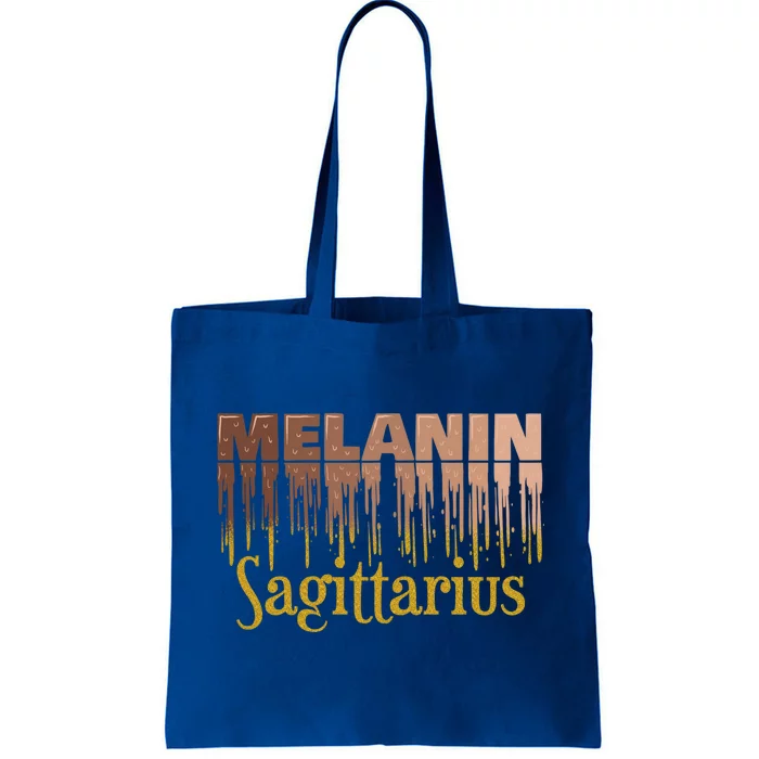 Sagittarius Melanin Dripping Zodiac Sign For Black Gift Tote Bag