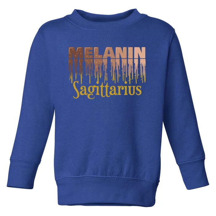 Sagittarius Melanin Dripping Zodiac Sign For Black Gift Toddler Sweatshirt