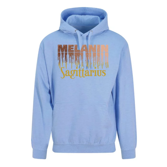 Sagittarius Melanin Dripping Zodiac Sign For Black Gift Unisex Surf Hoodie