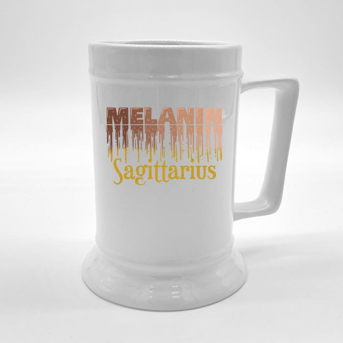 Sagittarius Melanin Dripping Zodiac Sign For Black Gift Front & Back Beer Stein