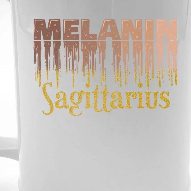 Sagittarius Melanin Dripping Zodiac Sign For Black Gift Front & Back Beer Stein