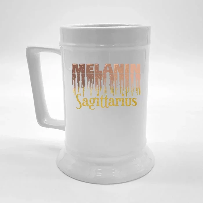 Sagittarius Melanin Dripping Zodiac Sign For Black Gift Front & Back Beer Stein