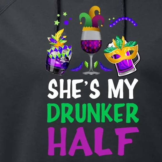 She's My Drunker Half Matching Couple Boyfriend Mardi Gras Performance Fleece Hoodie