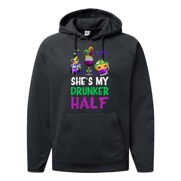 She's My Drunker Half Matching Couple Boyfriend Mardi Gras Performance Fleece Hoodie