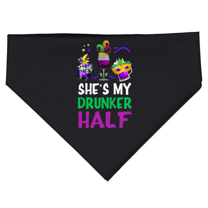 She's My Drunker Half Matching Couple Boyfriend Mardi Gras USA-Made Doggie Bandana