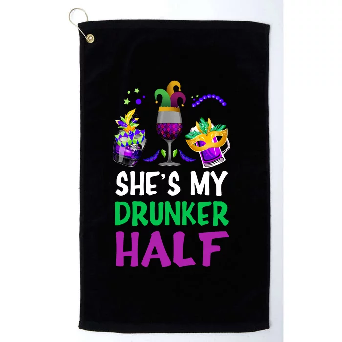 She's My Drunker Half Matching Couple Boyfriend Mardi Gras Platinum Collection Golf Towel