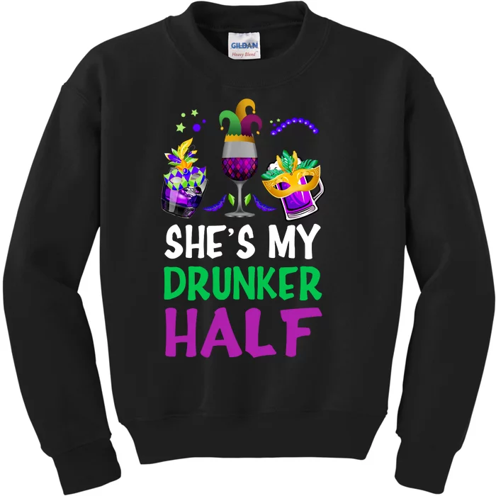 She's My Drunker Half Matching Couple Boyfriend Mardi Gras Kids Sweatshirt