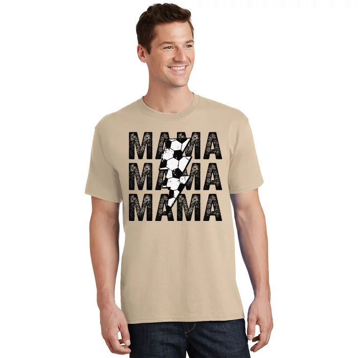 Soccer Mama Distressed Lightning Bolt Mom T-Shirt