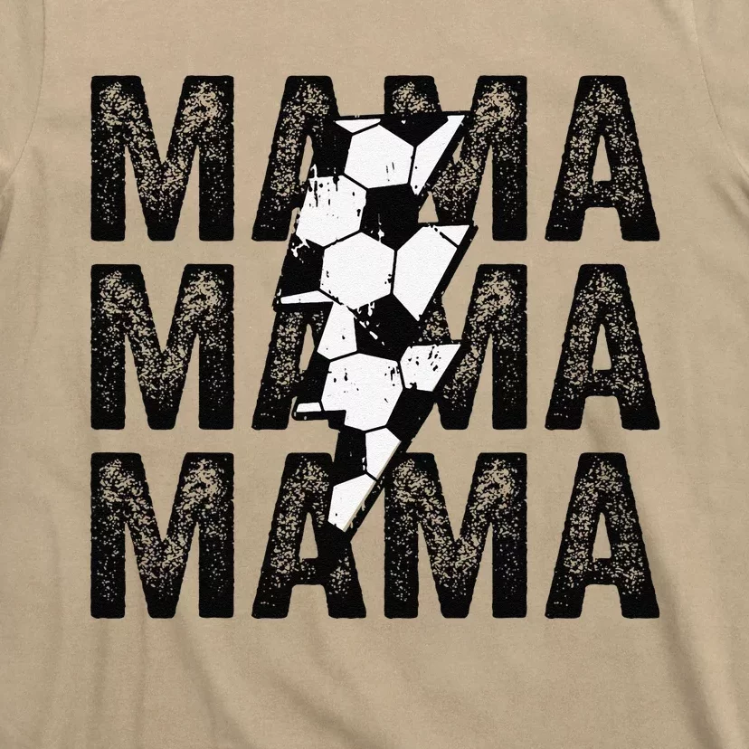 Soccer Mama Distressed Lightning Bolt Mom T-Shirt