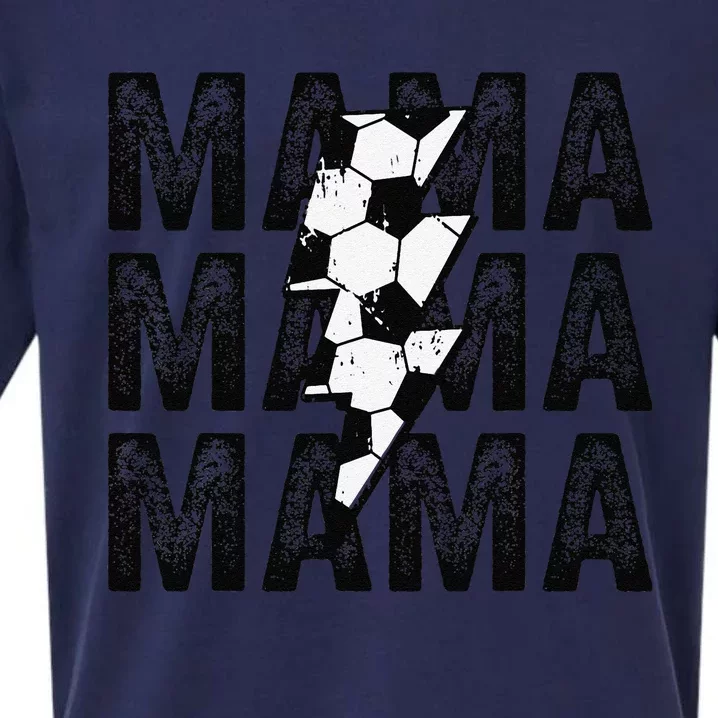 Soccer Mama Distressed Lightning Bolt Mom Sueded Cloud Jersey T-Shirt