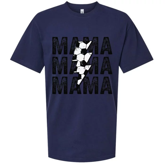 Soccer Mama Distressed Lightning Bolt Mom Sueded Cloud Jersey T-Shirt