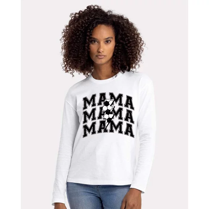 Soccer Mama Distressed Lightning Bolt Mom Womens Cotton Relaxed Long Sleeve T-Shirt