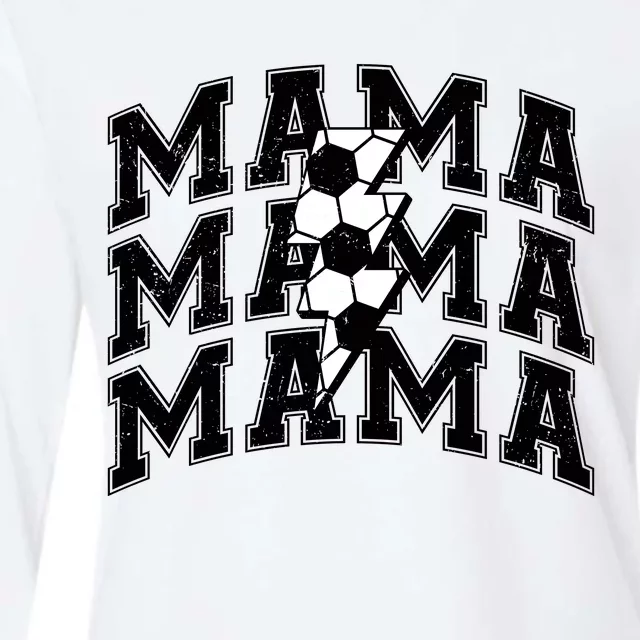 Soccer Mama Distressed Lightning Bolt Mom Womens Cotton Relaxed Long Sleeve T-Shirt