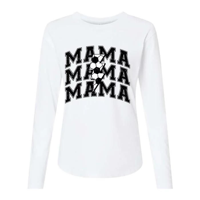 Soccer Mama Distressed Lightning Bolt Mom Womens Cotton Relaxed Long Sleeve T-Shirt