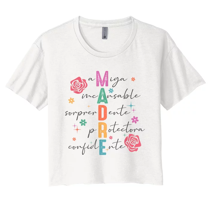 Spanish Mothers Day Retro Madre Retro Mama Women's Crop Top Tee