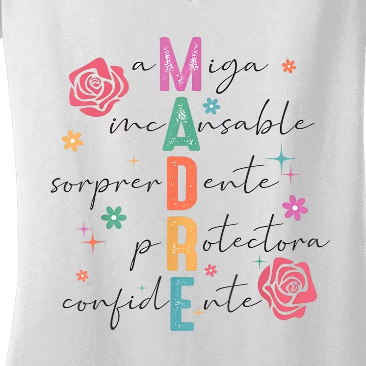 Spanish Mothers Day Retro Madre Retro Mama Women's V-Neck T-Shirt