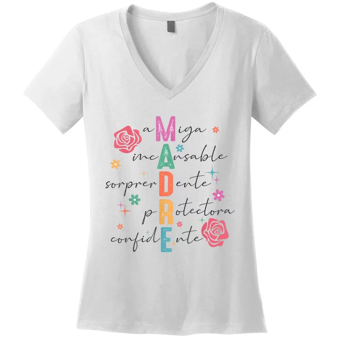 Spanish Mothers Day Retro Madre Retro Mama Women's V-Neck T-Shirt