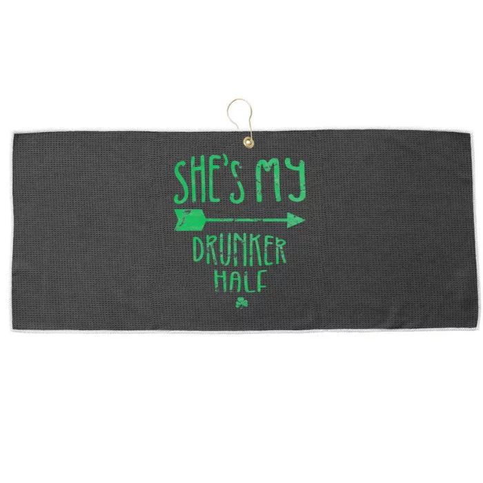 She's My Drunker Half Saint Patrick's Day Couples Large Microfiber Waffle Golf Towel