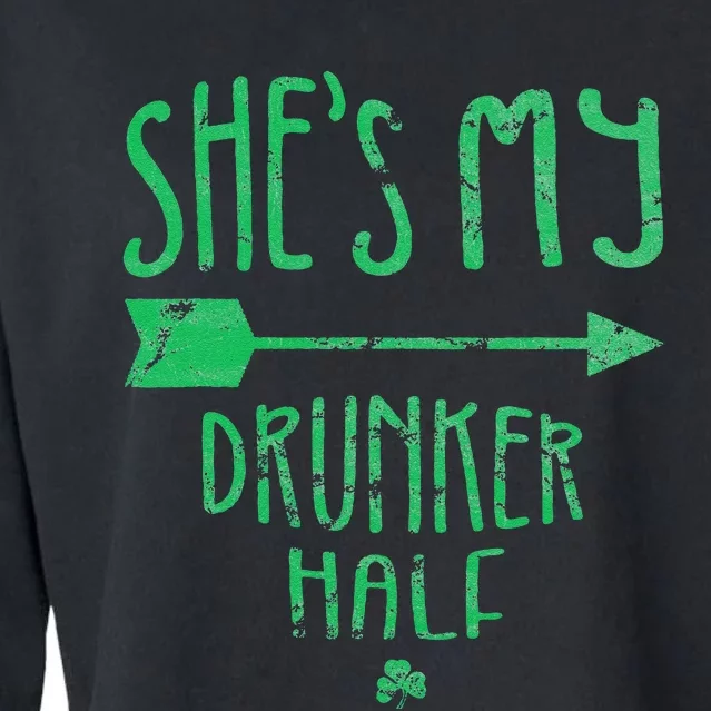 She's My Drunker Half Saint Patrick's Day Couples Cropped Pullover Crew