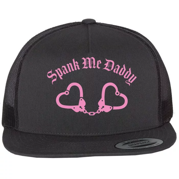 Spank Me Daddy Pink Heart Shaped Handcuffs Flat Bill Trucker Hat