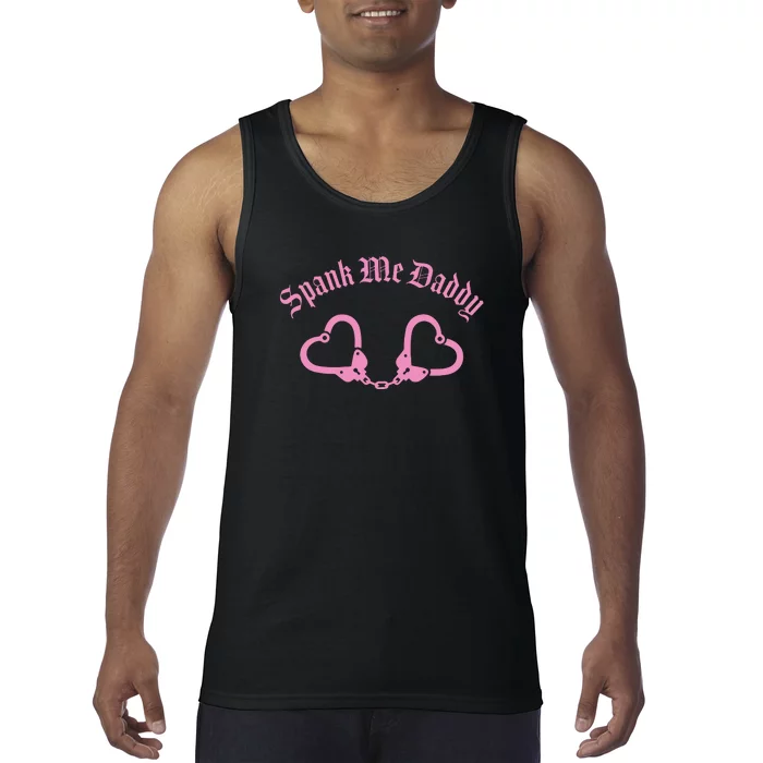 Spank Me Daddy Pink Heart Shaped Handcuffs Tank Top