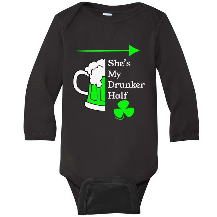 She's My Drunker Half Saint Patrick's Day Couples Baby Long Sleeve Bodysuit