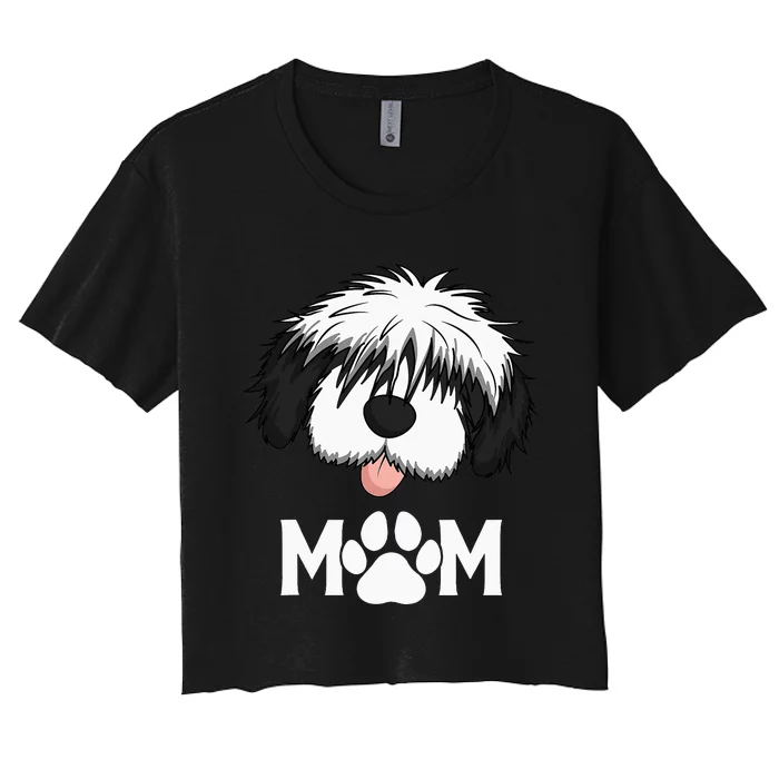 Sheepadoodle Mom Dog Mother Gift Idea for Mother's Day Women's Crop Top Tee