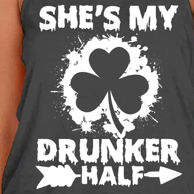 She's My Drunker Half Shamrock St Patricks Day Drinking Women's Knotted Racerback Tank