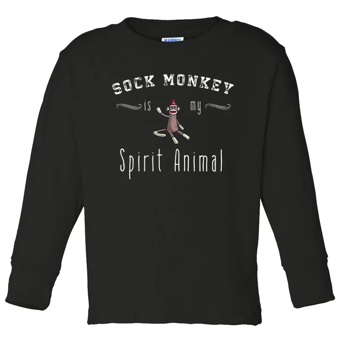 Sock Monkey Design My Spirit Animal Funny Sock Monkey Gifts Toddler Long Sleeve Shirt